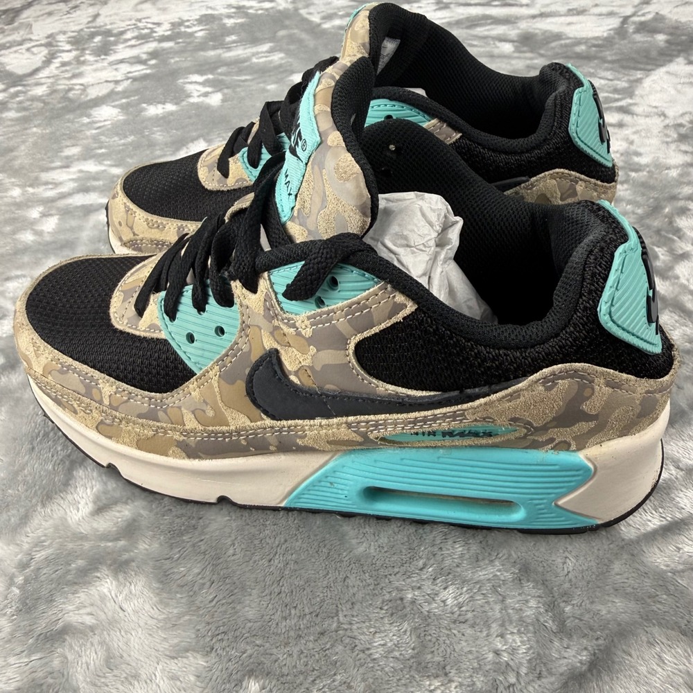 Nike Air Max 90 Desert Camo Teal Black Sneakers IF3092-100 Womens 7.5 Youth 6Y - Picture 10 of 16